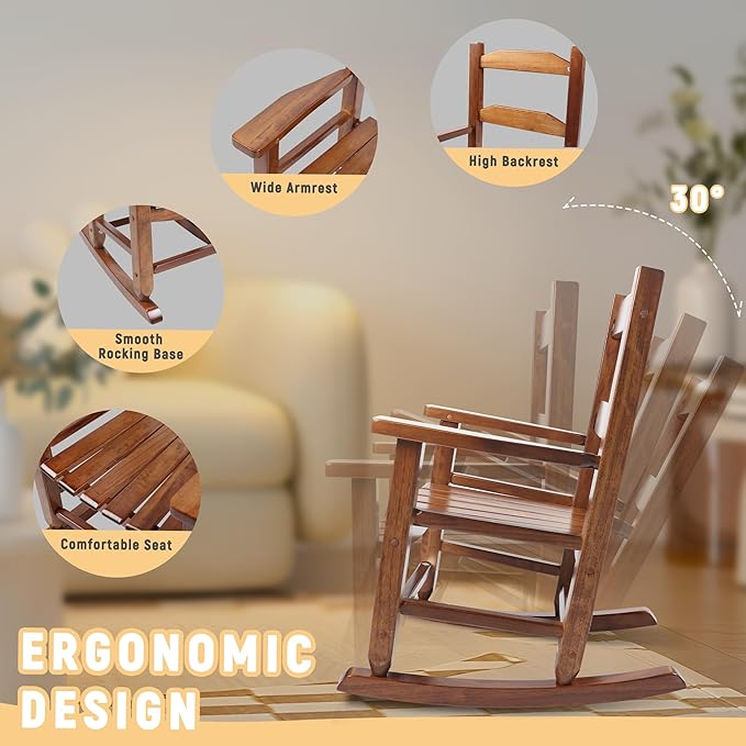 Toddler Rocking Chair Kids Wooden Indoor - Image 4