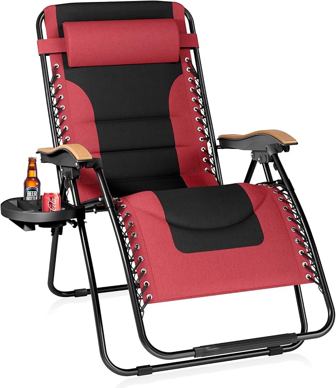 PHI VILLA XXL Oversized Padded Zero Gravity Chair, Foldable Patio Recliner by PHIVILLAThepioneerofcomfortablehouseholdsupplies