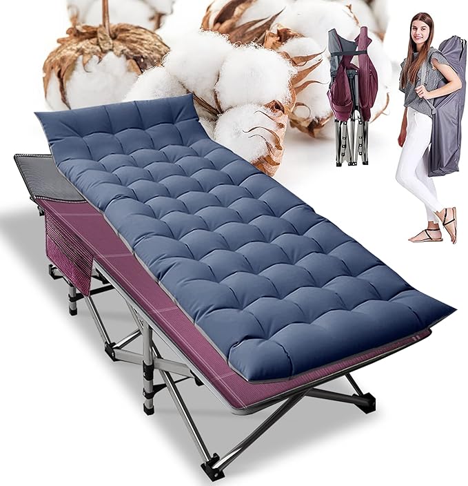 ABORON Camping Cot for Adult 28" Extra Wide, Heavy-Duty 1200D Oxford Cot for by ABORON