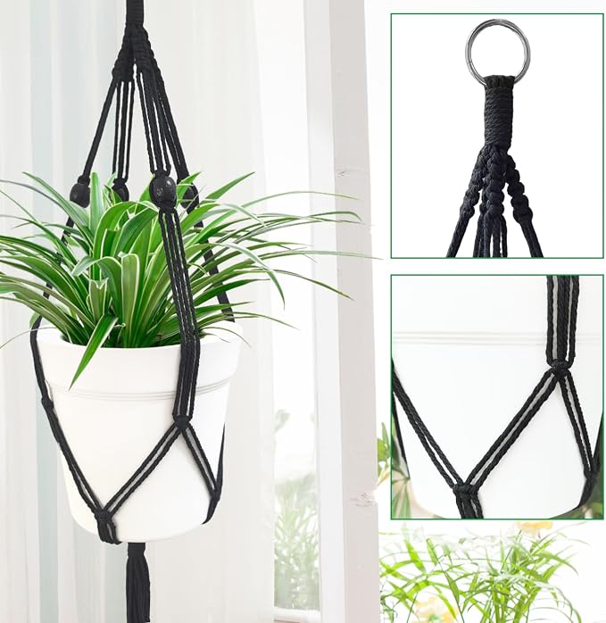 Belit 2 Pack Double Macrame Plant Hangers 2 Tier Hanging Planter Basket - Image 3