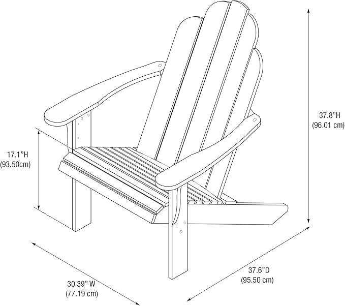 Linon Red Adirondack Chair, 30.4" W x 37.6" D x 37.8" H - Image 8