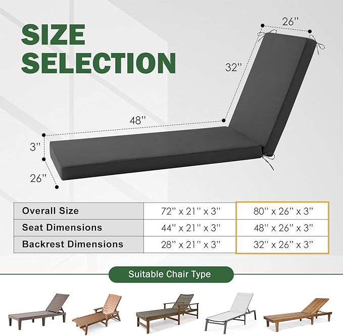 Chaise Lounge Cushions Outdoor, Outdoor Chaise Cushion - Image 3