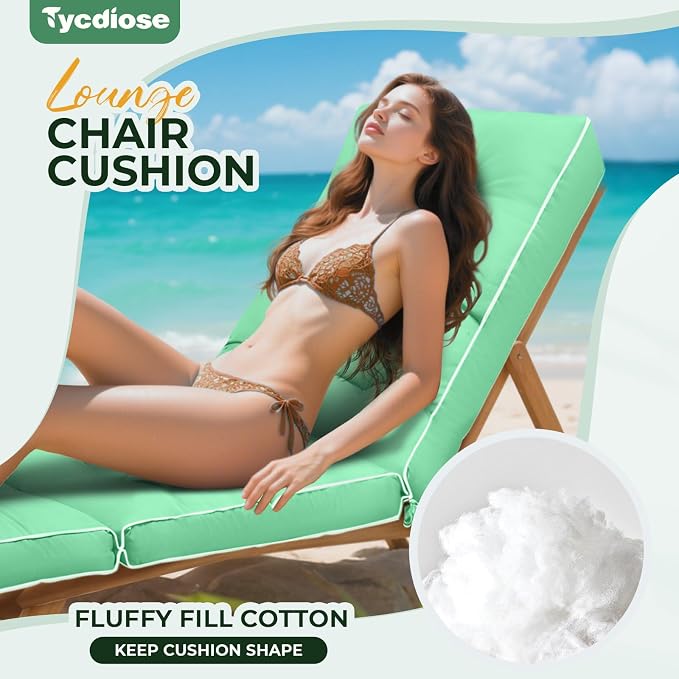 Outdoor Chaise Lounge Chair Cushion, Waterproof Non-Slip Patio Chaise Lounge - Image 3
