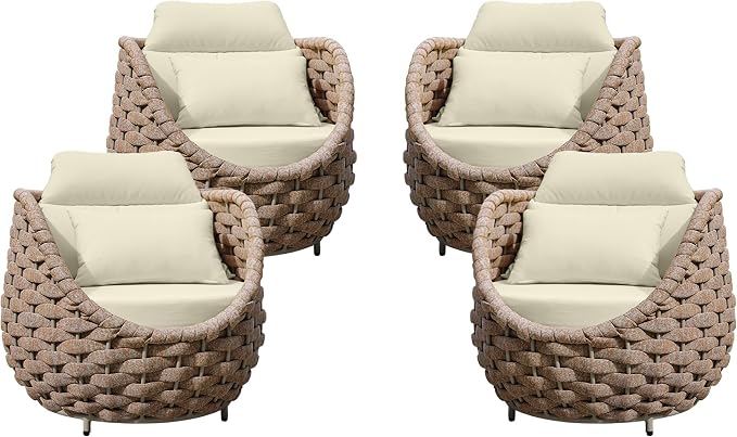 TWT 6 Pieces Patio Sofas, All-Weather Teslin Rope Balcony Furniture - Image 12