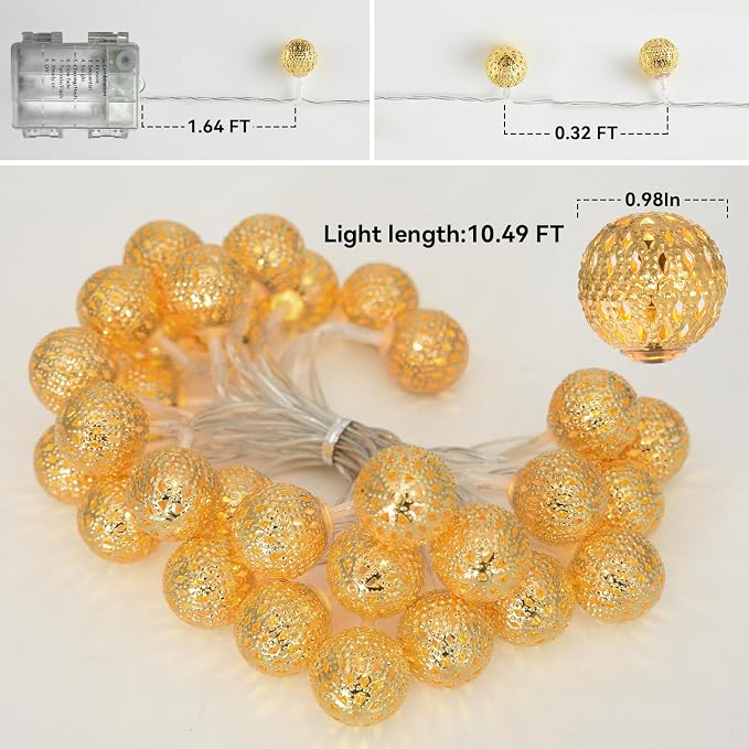 Globe String Lights, CMYK 30 LED Fairy String Lights Battery Operated - Image 2