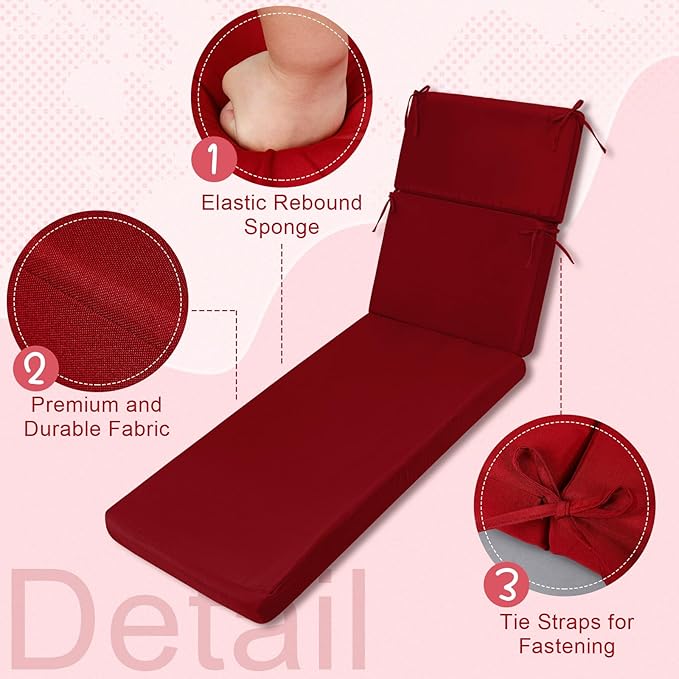 1 Pcs Indoor Outdoor Chaise Lounge Cushions Sponge Bench Outdoor Furniture - Image 2