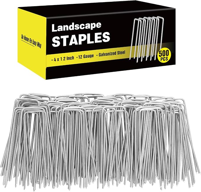 HongWay 500 Pack 4 Inch Landscape Staples, Garden Staples 12 Gauge Galvanized by HongWay
