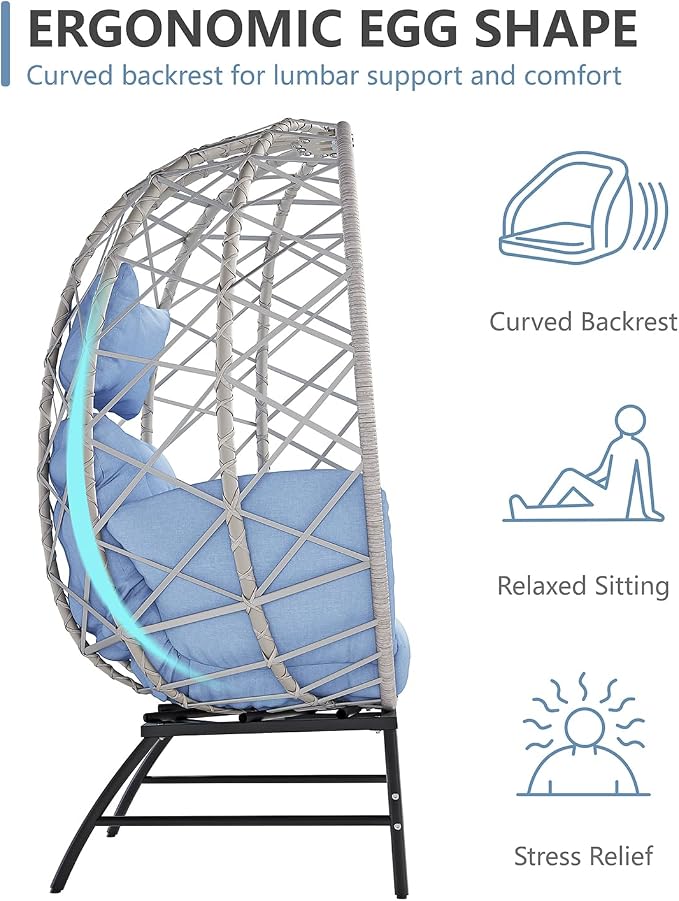 SWITTE Wicker Egg Chair Outdoor, Oversized Patio Lounge Chairs - Image 7