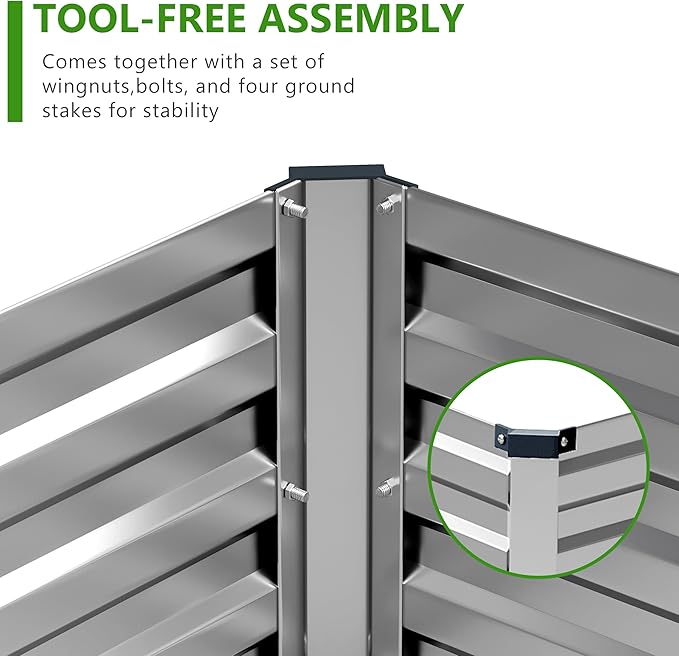 2PCS 7x3x1ft Galvanized Raised Garden Bed Kit, Galvanized Planter Raised Garden - Image 4