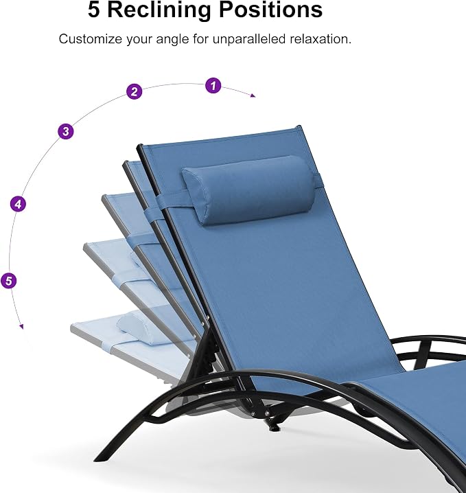 PURPLE LEAF Patio Oversized Chaise Lounge Chair Set - Image 6