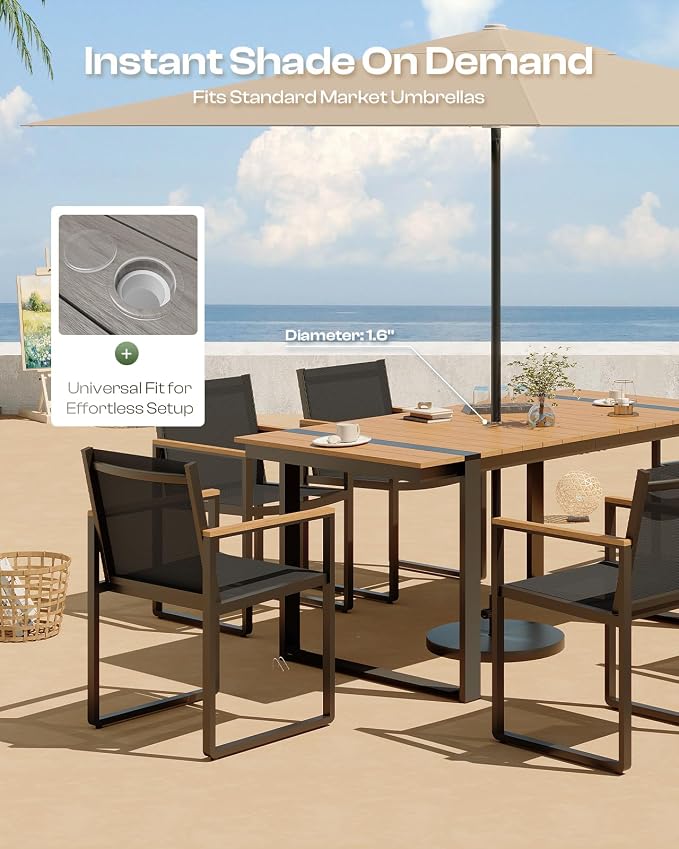 Outdoor Dining Table for 6, HDPS+ Aluminum Patio Dning Table - Image 2