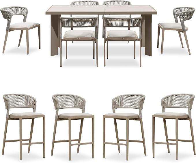 PURPLE LEAF 7 Pieces Outdoor Dining Set Patio Table and Chairs Set Aluminum by PURPLELEAF