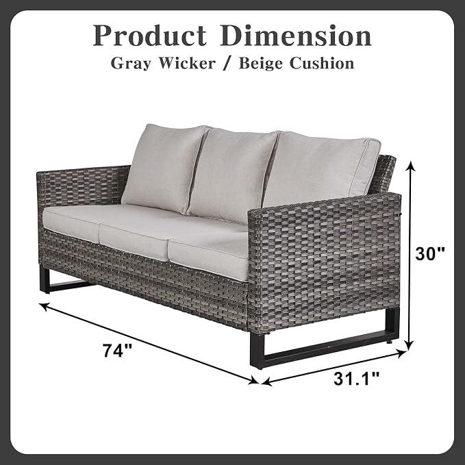 Belord 6 Piece Outdoor Furniture Patio Wicker Sofa Set, Oversize Outdoor Dining - Image 3