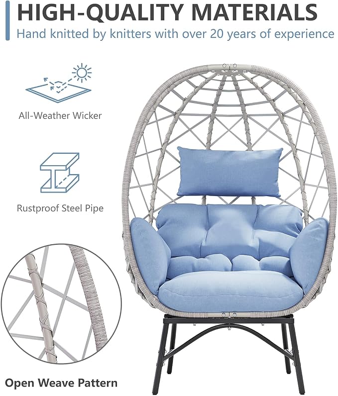 SWITTE Wicker Egg Chair Outdoor, Oversized Patio Lounge Chairs - Image 5