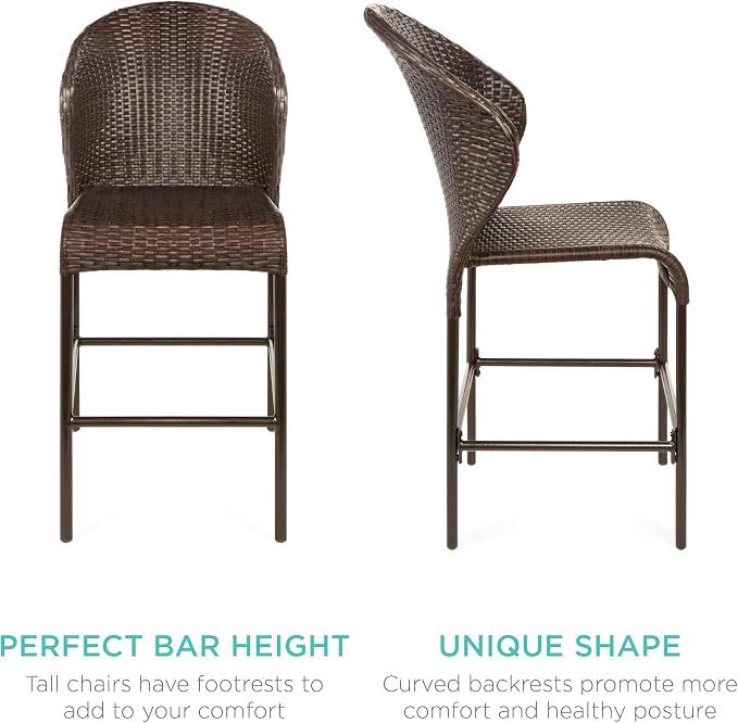Best Choice Products 5-Piece Outdoor Wicker Bar Table Bistro Set Dining - Image 4