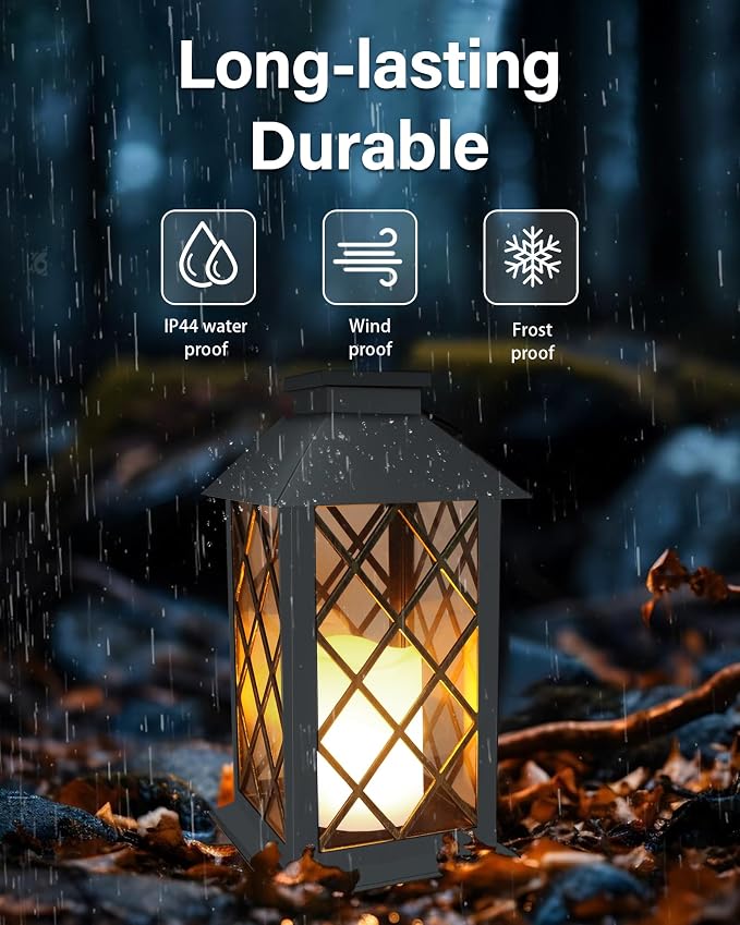 SHYMERY Solar Lanterns Outdoor Waterproof, 14 Inch Outdoor Lanterns - Image 2