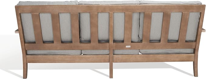 SAFAVIEH Outdoor Couture Collection Martinique Natural/Grey Solid Wood Patio - Image 5