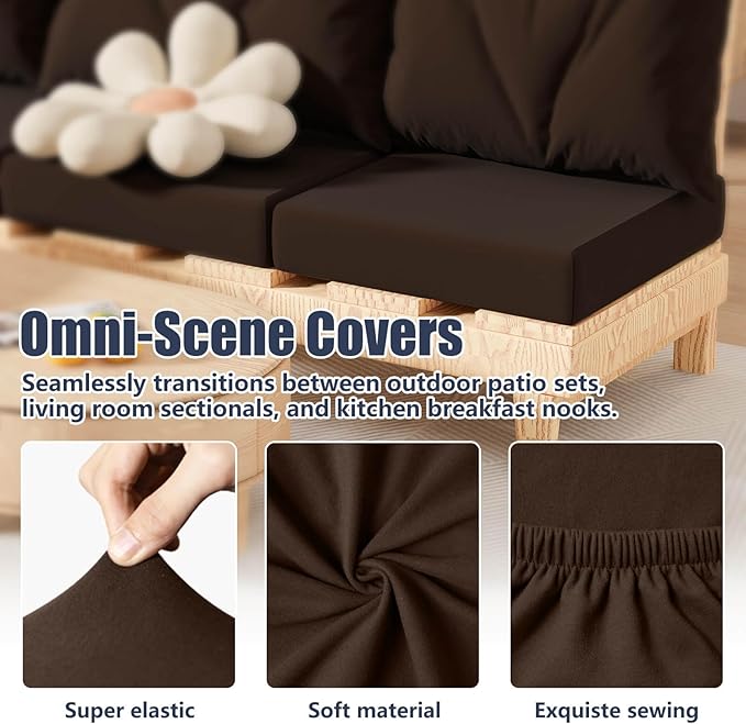 8Pcs Stretch Patio Cushion Covers, Outdoor Couch & Sofa Replacement Slipcovers - Image 4