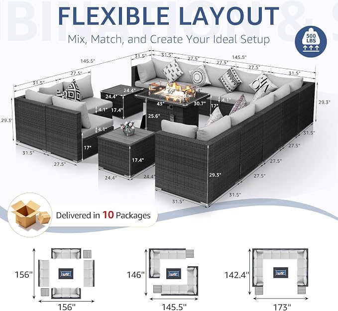 NICESOUL 15 Piece Outdoor Patio Furniture Set - Image 6