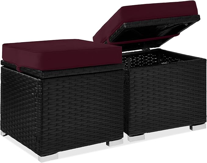 Best Choice Products Set of 2 Wicker Ottomans, Additional Seating, Side Table by BestChoiceProducts