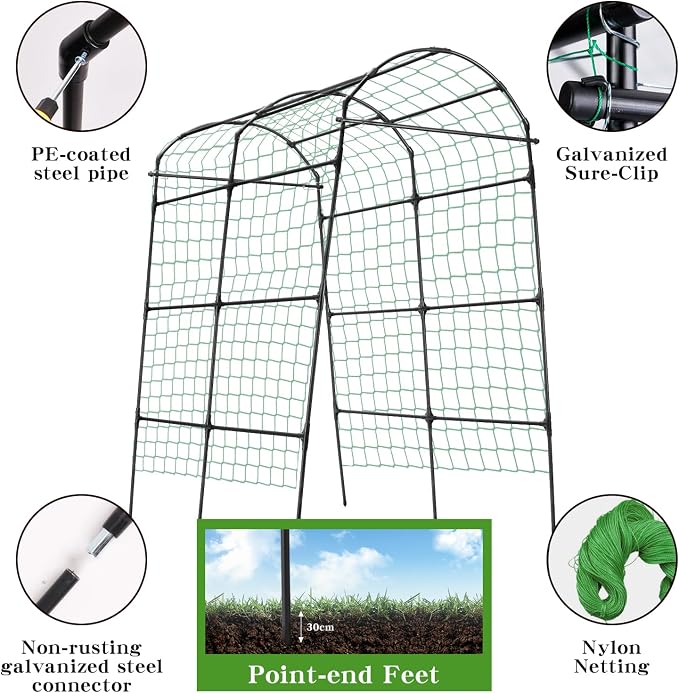Garden Arch Arbor Trellis for Climbing Plants Outdoor, 7.8 ft Extra Tall - Image 7