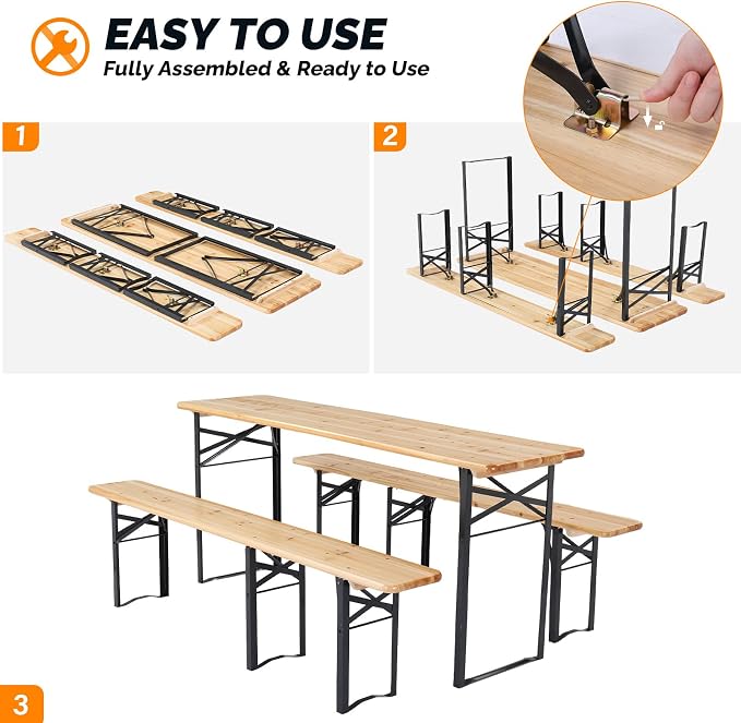 VINGLI 70 Inch Folding Picnic Tables - Image 6