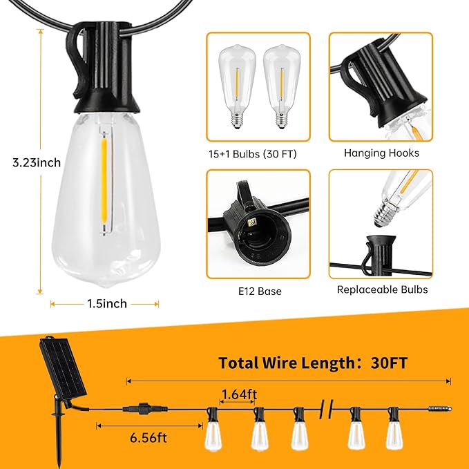 30FT Solar String Lights Outdoor Waterproof - Image 5
