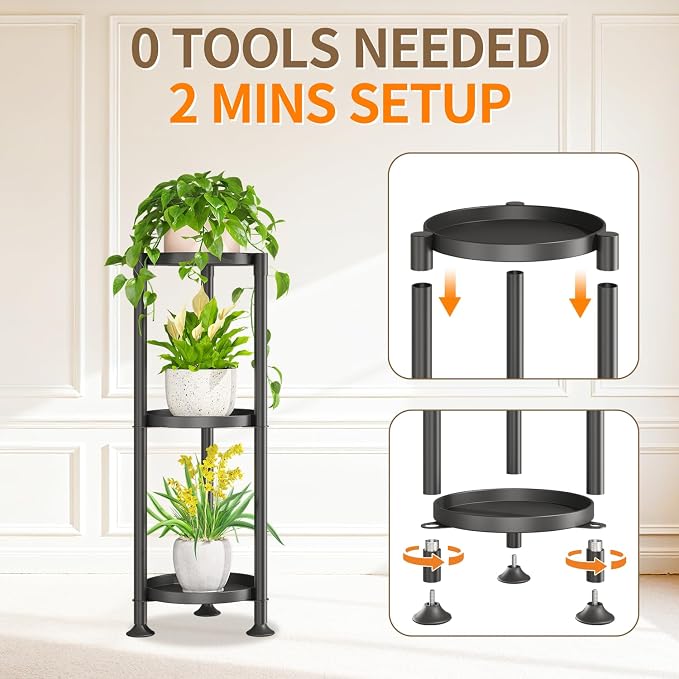 LASZOLA 3 Tier Black Corner Plant Stand Indoor - Image 3