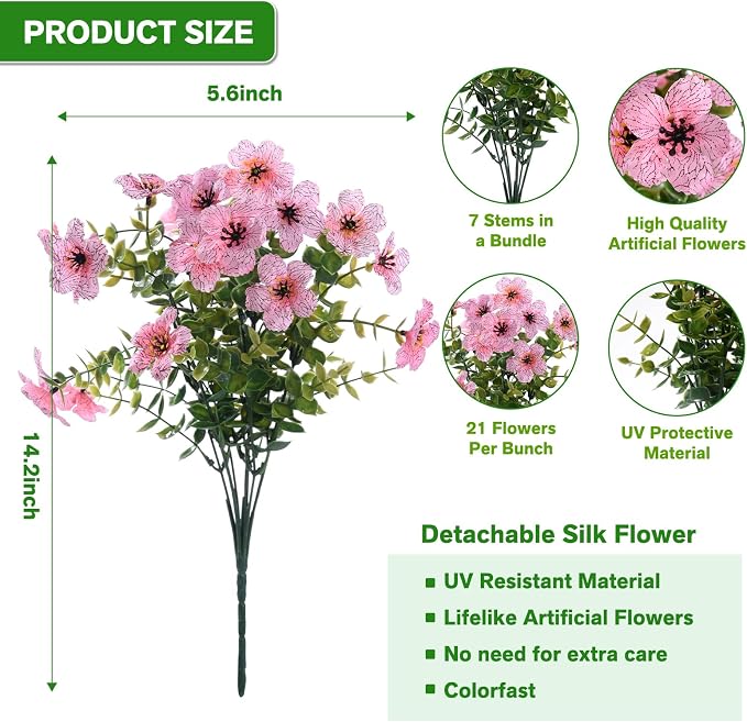 Artificial Flowers for Outdoor Indoor, Silk Flowers No Fade Fake Plastic - Image 7