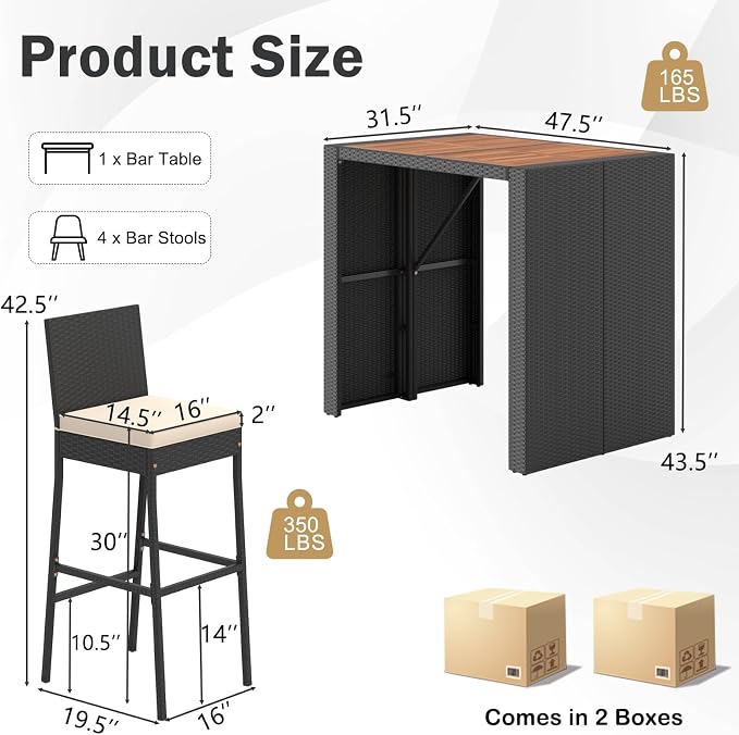 RELAX4LIFE 5-Piece Outdoor Bar Set - Image 3