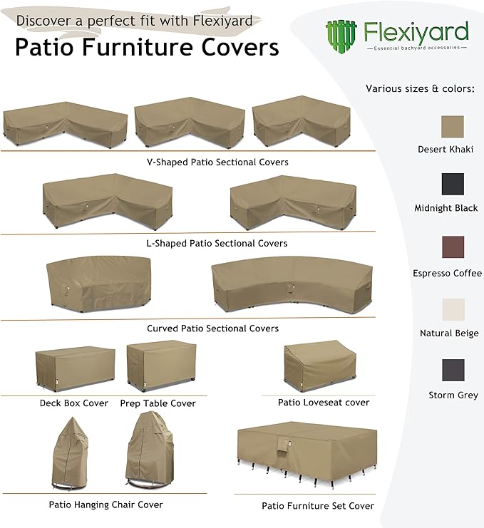 Heavy Duty Outdoor Sectional Patio Sofa Cover, Storm Grey L-Shaped-Left - Image 8