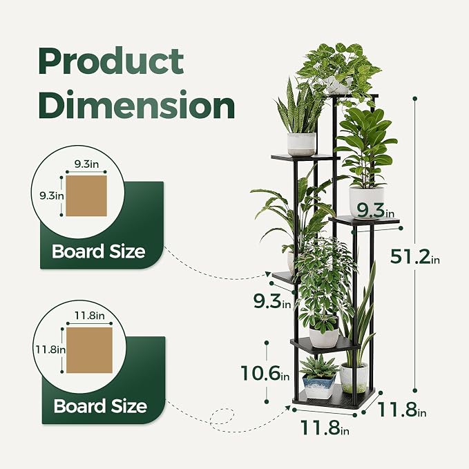 Bamworld Tall Plant Stand Indoor 6 Tier Plant Holder - Image 5
