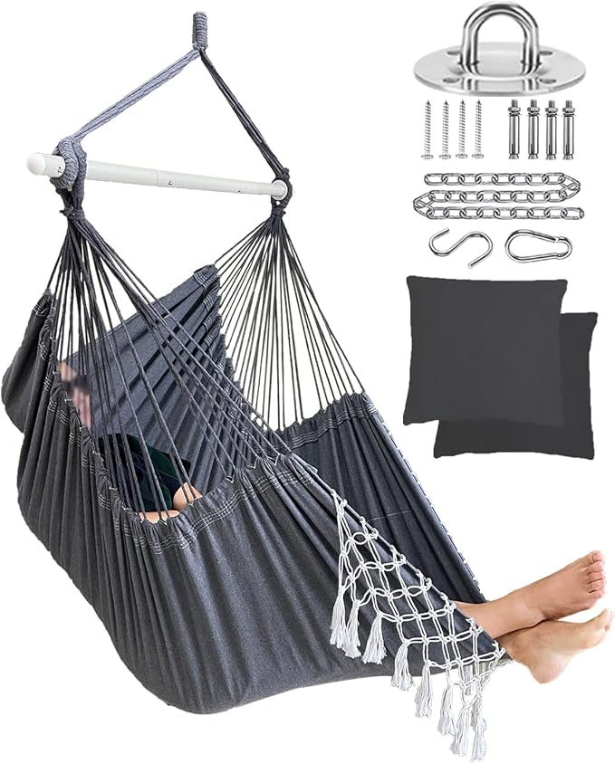 MIZTLI Hammock Chair Hanging Chair Swing Chair XXL Large Macrame Swing Indoor by MIZTLI