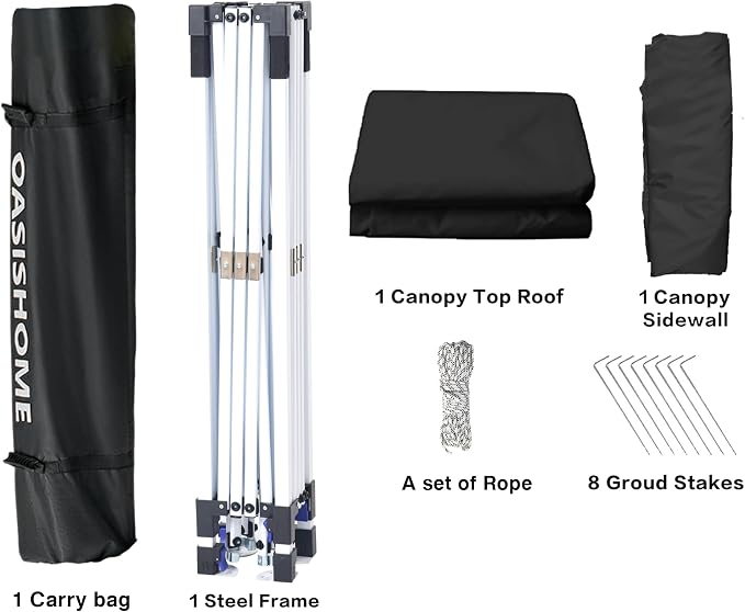 OASISHOME Pop-up Portable Outdoor Canopy Tent 10'x10' Instant Gazebo, - Image 3