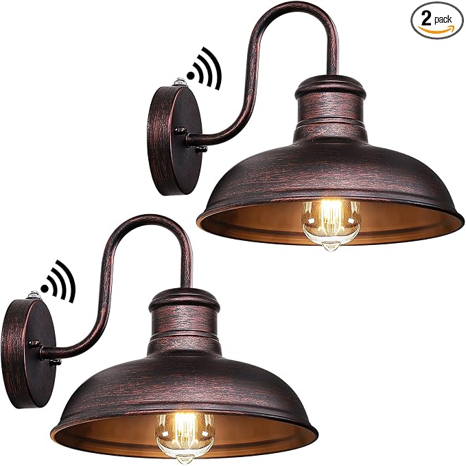 TOBUSA 2-Pack Dusk to Dawn Outdoor Wall Lights, Exterior Farmhouse Gooseneck by TOBUSA