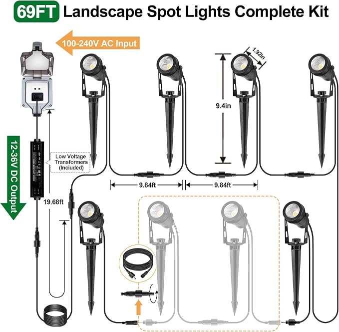 Low Voltage Landscape Lighting, 6 Pack Outdoor Spot Lights - Image 5