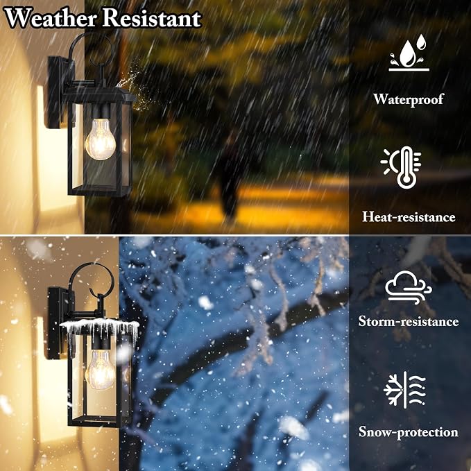 BesLowe 2-Pack Outdoor Wall Light Fixtures, Exterior Lighting Fixtures Wall - Image 2