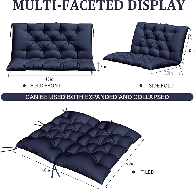 Porch Swing Cushion with Backrest, Waterproof Bench Cushion - Image 2