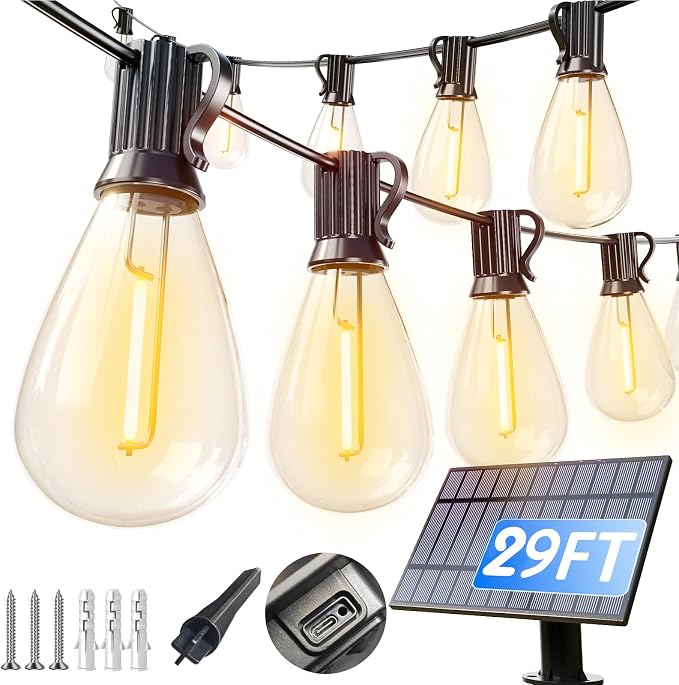 luckystyle 29FT Solar String Lights Outdoor Waterproof by luckystyle