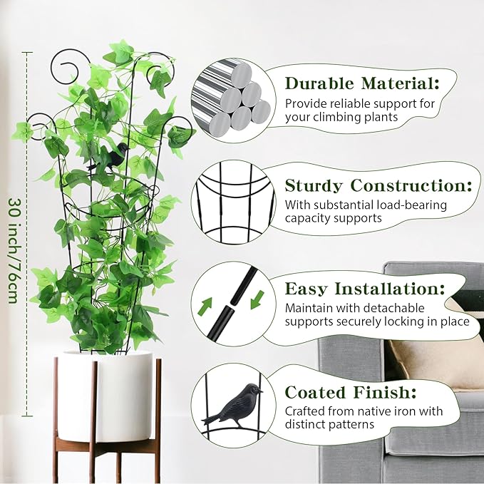 ZOUTOG Trellis for Climbing Plants Indoor 4 Pack 30 Inch, Rustproof Metal - Image 3