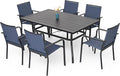 7-Piece Outdoor Dining Set, 6 Stackable Patio Portable Chairs & 60'' by Anmutig