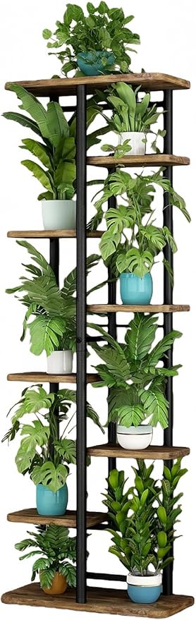 LINZINAR Plant Stand 8 Tier 9 Potted Multiple Flower Pot Holder Shelf Indoor by LINZINAR