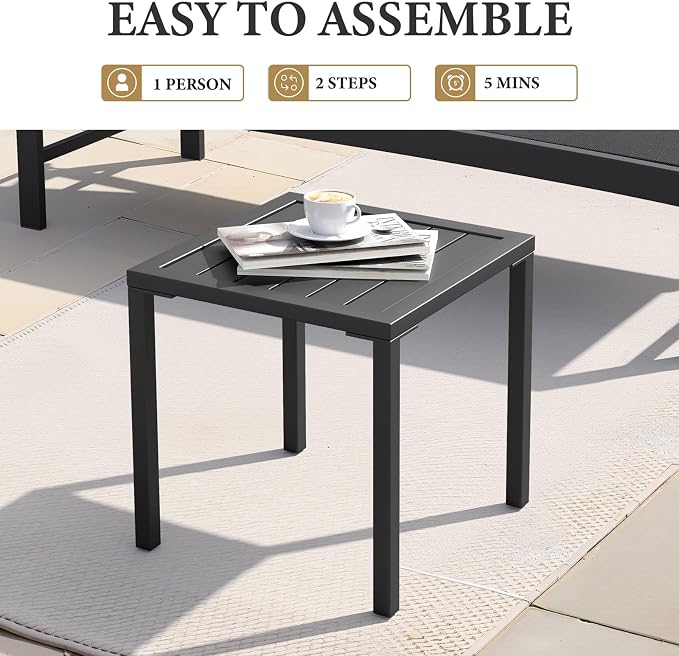 Crestlive Products Aluminum Outdoor Side Table Set of 2, Pool Lounge Chair Side - Image 7