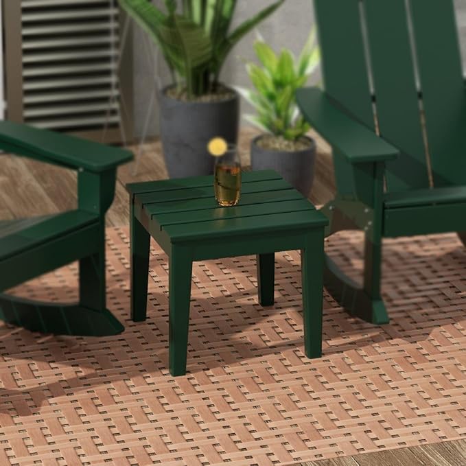 WestinTrends Ashore Outdoor Patio Modern Adirondack Side Table, Dark Green - Image 2