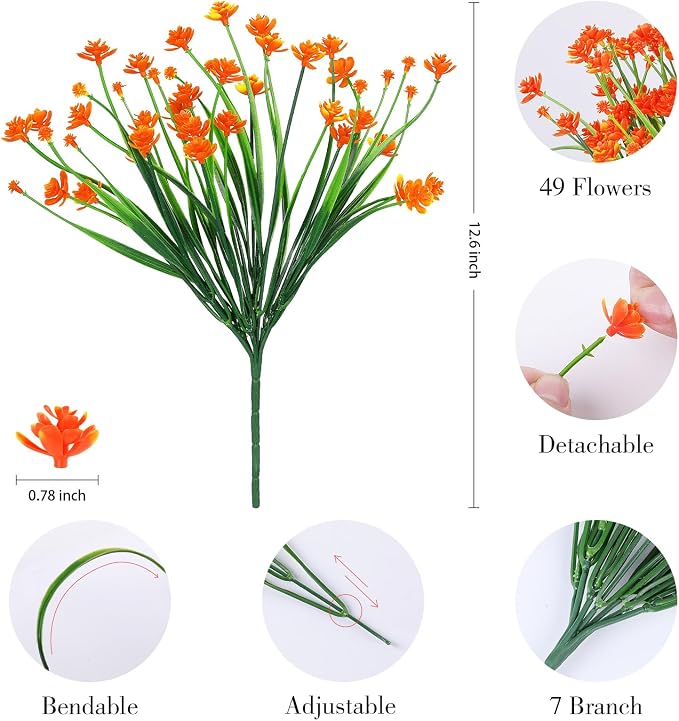 AGIRL 24 Bundles Artificial Fall Flowers Outdoor Indoor Decoration, Fake - Image 2