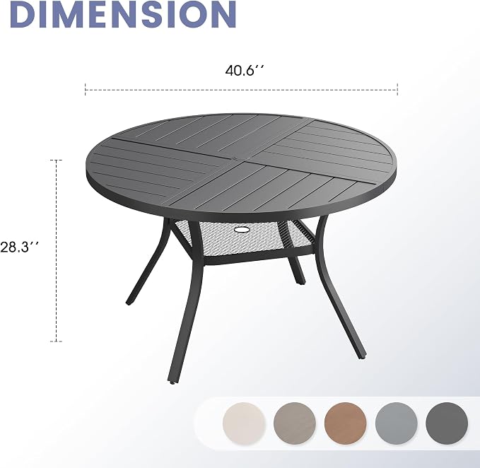 VICLLAX 40.6" Round Outdoor Table, Patio Dining Table - Image 3