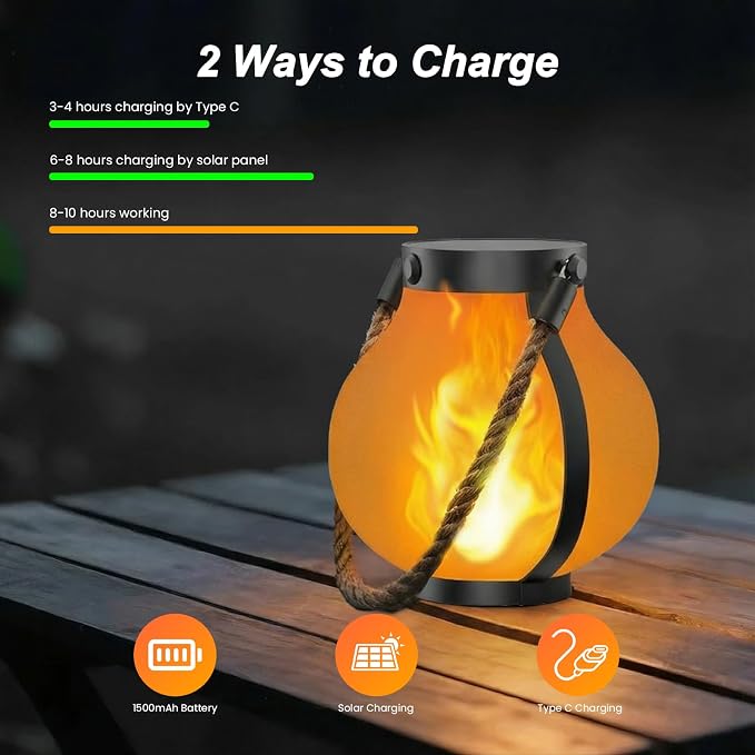 Hompavo Larger Gen2 Solar Lanterns Outdoor, Dual Charging & 2-Mode - Image 4