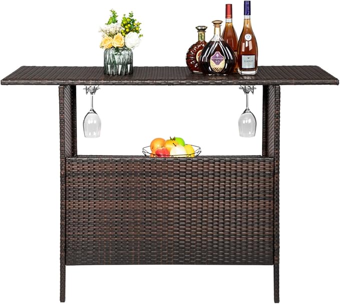 Multifunctional Wicker Outdoor Bar Table - Image 9