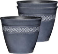 Classic Home and Garden Corinthian Round Resin Flower Planter Pot, Storm Gray 8" by ClassicHomeandGarden