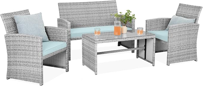 Best Choice Products 4-Piece Outdoor Wicker Patio Conversation Furniture Set by BestChoiceProducts